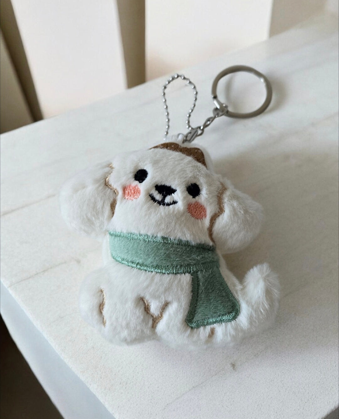 Dog Keychain Green Scarf