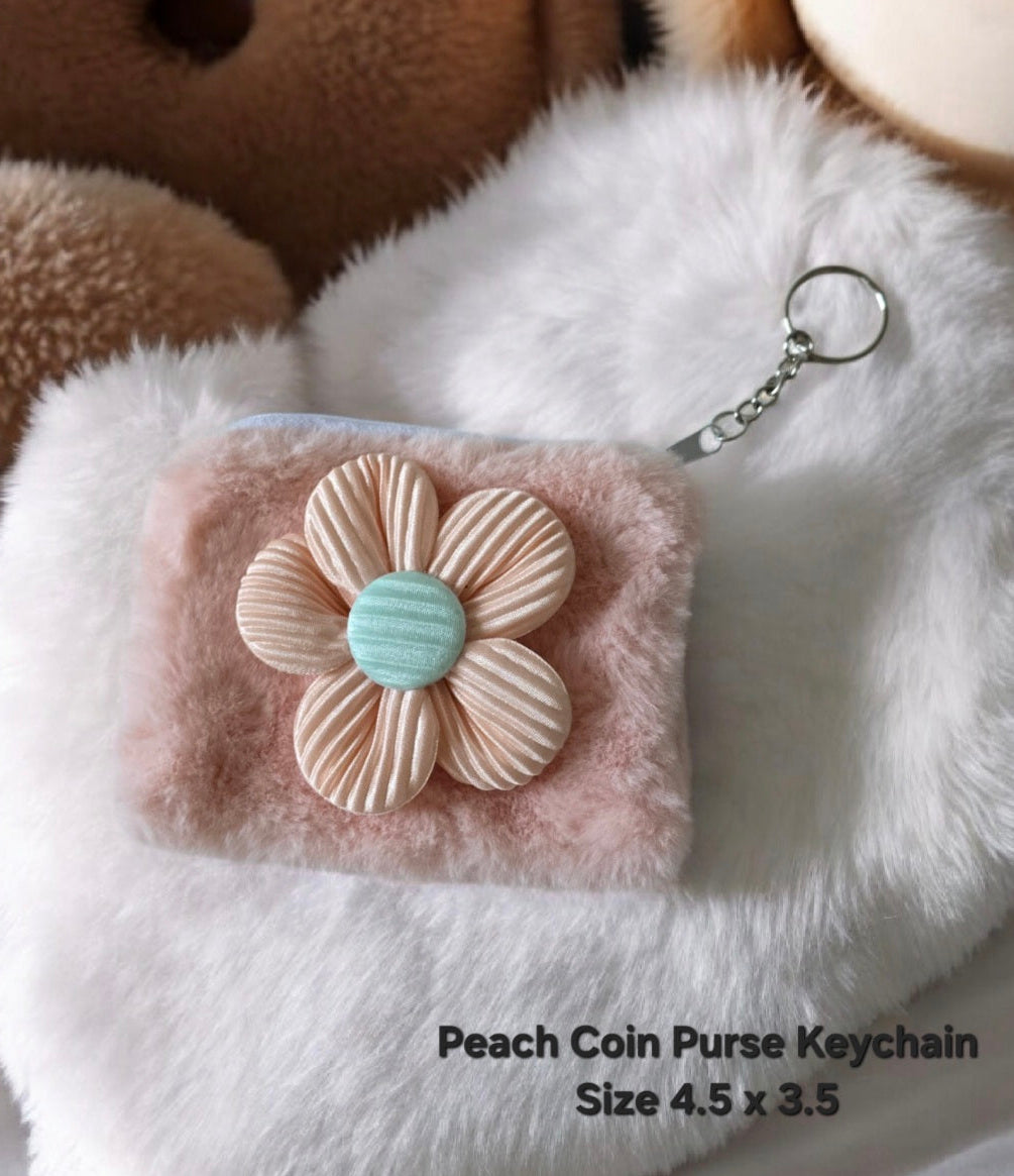 Peach Coin Purse Keychain
