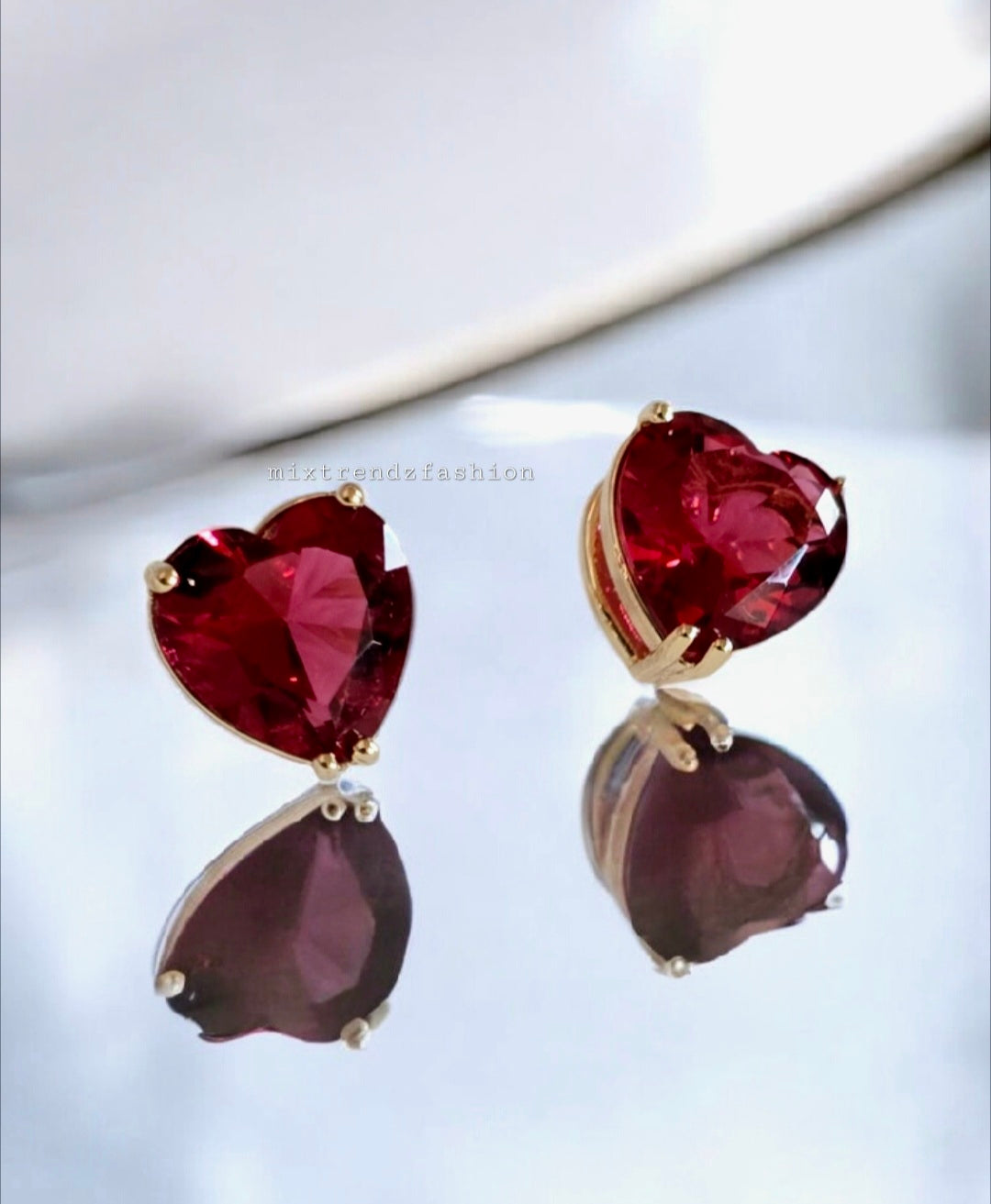Red Heart Stud Earings