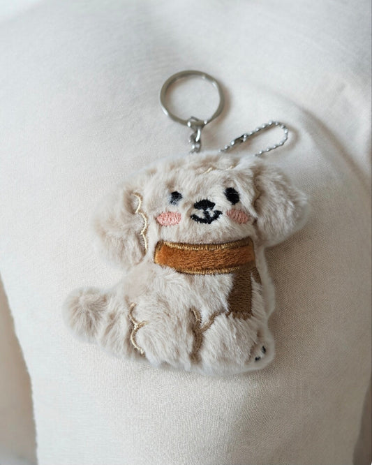Dog Keychain Brown Scarf
