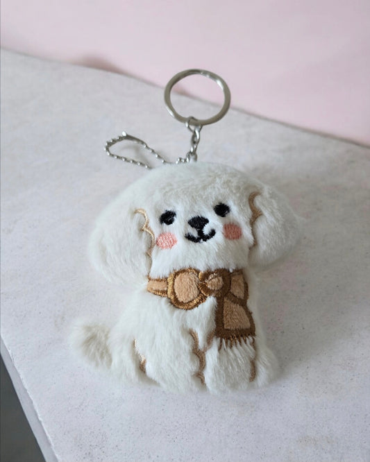 Dog Keychain Light Brown Scarf