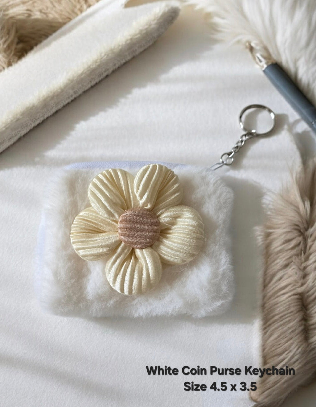 White Coin Purse Keychain